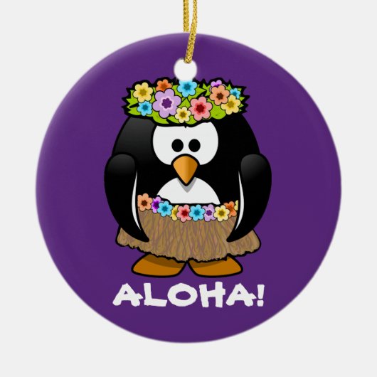 Tropische Hula Hawaiian Penguin Keramisch Ornament (Voorkant)