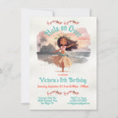 Tropische Hula Meisje Verjaardagsfeestje Kaart (Voorkant)