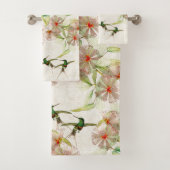 Tropische Hummingbird Birds Flowers Bath Towel Set Bad Handdoek (Insitu)