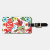 Tropische Hummingvogel | Monogram Bagagelabel (Voorkant horizontaal)