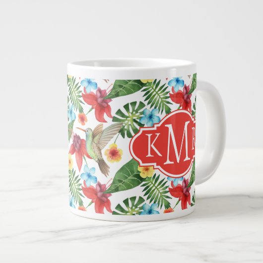 Tropische Hummingvogel | Monogram Grote Koffiekop (Voorkant rechts)