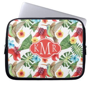Tropische Hummingvogel   Monogram Laptop Sleeve