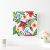 Tropische Hummingvogel Vierkante Klok (Huis)