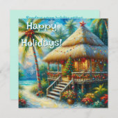 Tropische hut Kerstmis Palm Beach Lights Feestdagenkaart (Voorkant / Achterkant)