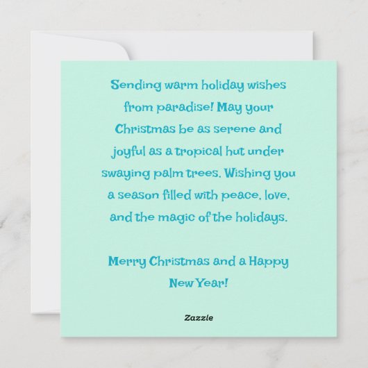 Tropische hut Kerstmis Palm Beach Lights Feestdagenkaart (Achterkant)