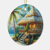Tropische hut Kerstmis Palm Beach Lights Keramisch Ornament (Links)