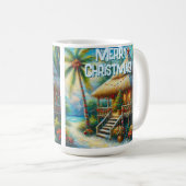 Tropische hut Kerstmis Palm Beach Lights Koffiemok (Voorkant rechts)