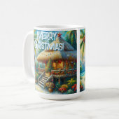Tropische hut Kerstmis Palm Beach Lights Koffiemok (Voorkant links)