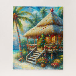 Tropische hut Kerstmis Palm Beach Lights Legpuzzel