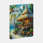 Tropische hut Kerstmis Palm Beach Lights Metalen Ornament (Voorkant Rechts)