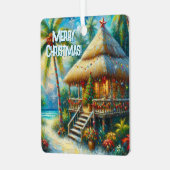 Tropische hut Kerstmis Palm Beach Lights Metalen Ornament (Voorkant links)