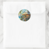 Tropische hut Kerstmis Palm Beach Lights Ronde Sticker (Tas)