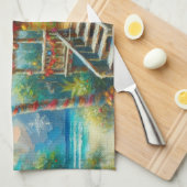 Tropische hut Kerstmis Palm Beach Lights Theedoek (Quarter Fold)