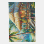 Tropische hut Kerstmis Palm Beach Lights Theedoek (Verticaal)