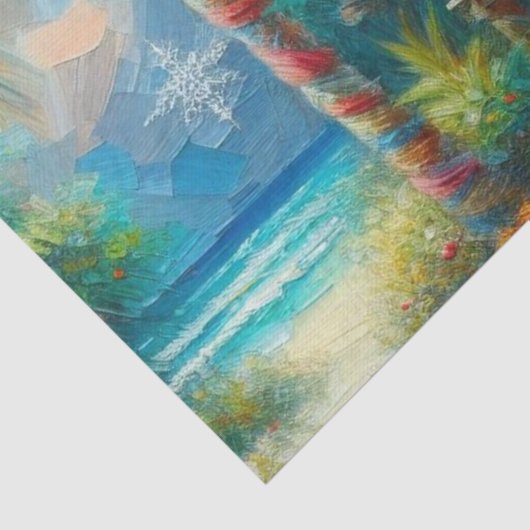 Tropische Hut Kerstmis Palm Tree Beach Decoupage Tissuepapier (Detail)