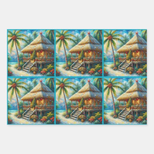 Tropische Hut Kerstmis Palm Tree Decoupage Inpakpapier Vel (Voorkant 2)