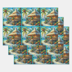 Tropische Hut Kerstmis Palm Tree Decoupage Inpakpapier Vel