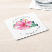 Tropische Huwelijks Hibiscus Bloem Kartonnen Onderzetters (Schuin)