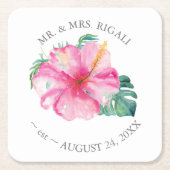 Tropische Huwelijks Hibiscus Bloem Kartonnen Onderzetters (Voorkant)