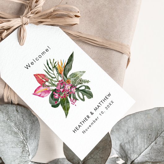 Tropische Huwelijkscadeautags Cadeaulabel
