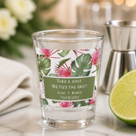 Tropische huwelijksflesjes als favorietjes shot glas