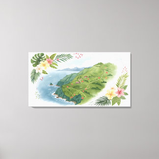 Tropische huwelijksreis route kaart kunstprint canvas afdruk