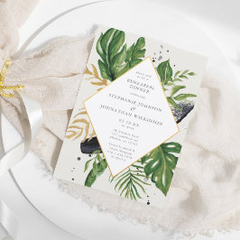Tropische huwelijksrepetitie voor groene en gouden kaart