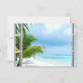 Tropische huwelijksstrand scène Huwelijk RSVP kaar (Achterkant)