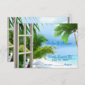 Tropische huwelijksstrand scène Huwelijk RSVP kaar (Voorkant / Achterkant)