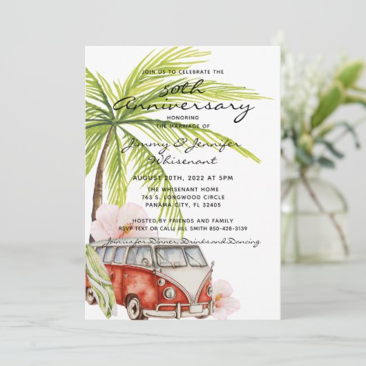 Tropische Huwelijksuitnodiging 50ste Verjaardag Kaart (Staand voorkant)