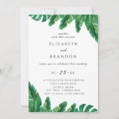 Tropische huwelijksuitnodiging met wilde palmen save the date (Voorkant)