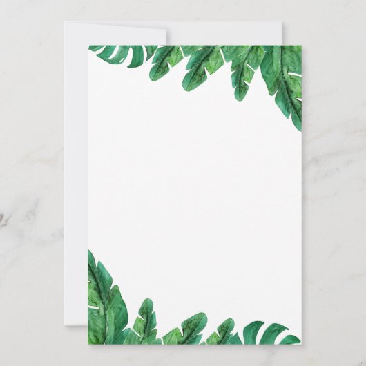 Tropische huwelijksuitnodiging met wilde palmen save the date (Achterkant)