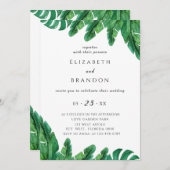 Tropische huwelijksuitnodiging met wilde palmen save the date (Voorkant / Achterkant)