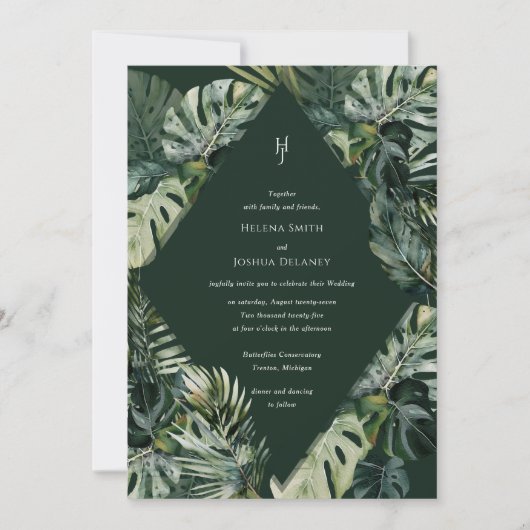 Tropische huwelijksuitnodiging, Moody Botanical Kaart (Voorkant)