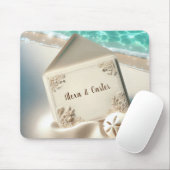 Tropische huwelijksuitnodiging op een strand muismat (Met muis)