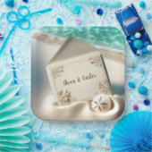 Tropische huwelijksuitnodiging op een strand papieren bordje (Feest)