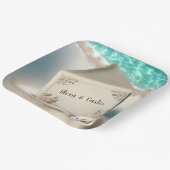 Tropische huwelijksuitnodiging op een strand papieren bordje (Gebogen)