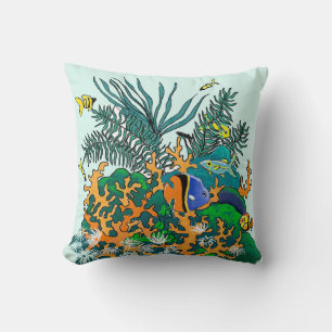 Tropische illustratie van de kleur van het koraalr kussen
