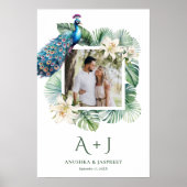 Tropische Indiase pauw bloemenbruiloft foto Poster (Voorkant)