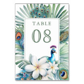 Tropische Indiase pauw bloemenbruiloft Kaart (Achterkant)