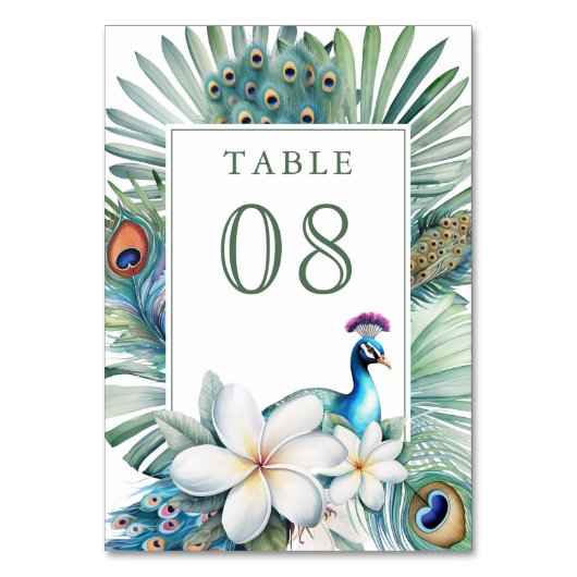 Tropische Indiase pauw bloemenbruiloft Kaart (Achterkant)
