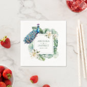 Tropische Indiase pauw bloemenbruiloft Servet (Insitu)