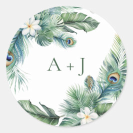 Tropische Indiase pauw bruiloft envelop zegel