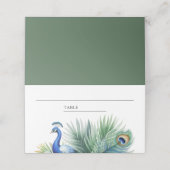 Tropische Indiase pauw veer bruiloft Plaatskaartje (Buitenkant ongevouwen)