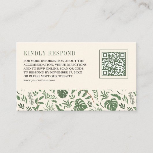 Tropische Indiase Trouwwebsite QR Code Informatiekaartje (Voorkant)