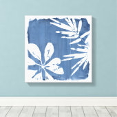 Tropische indigoindrukken - Tropische groen Canvas Afdruk (Insitu (Houten vloer))