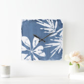 Tropische indigoindrukken - Tropische groen Vierkante Klok (Huis)