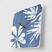 Tropische indigoindrukken - Tropische groen Vierkante Klok (Hoek)