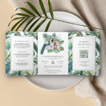 Tropische Indische Peacock Bloemen Alles in Een Br Drieluik Uitnodiging<br><div class="desc">Verras uw gasten met deze all in one pauw thema bruiloft uitnodiging met prachtige pauwen, jasmijn bloemen en monstera bladeren met QR code voor online RSVP of locatie locatie. Voeg eenvoudig uw evenementgegevens toe aan deze gebruiksvriendelijke sjabloon en versier deze kaart met uw favoriete foto's om er een unieke uitnodiging...</div>