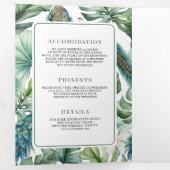 Tropische Indische Peacock Bloemen Alles in Een Br Drieluik Uitnodiging (Binnenzijde eerst)